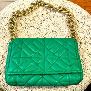 Green quilted Zara purse